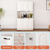 PHOYAL Kitchen Pantry, Kitchen Hutch Cabinet, Farmhouse Storage Cabinet Large Kitchen Pantry Storage Cabinet 71” Pantry Cabinet with 6 Doors and 1 Drawer for Kitchen Dining Room, White PHOYAL