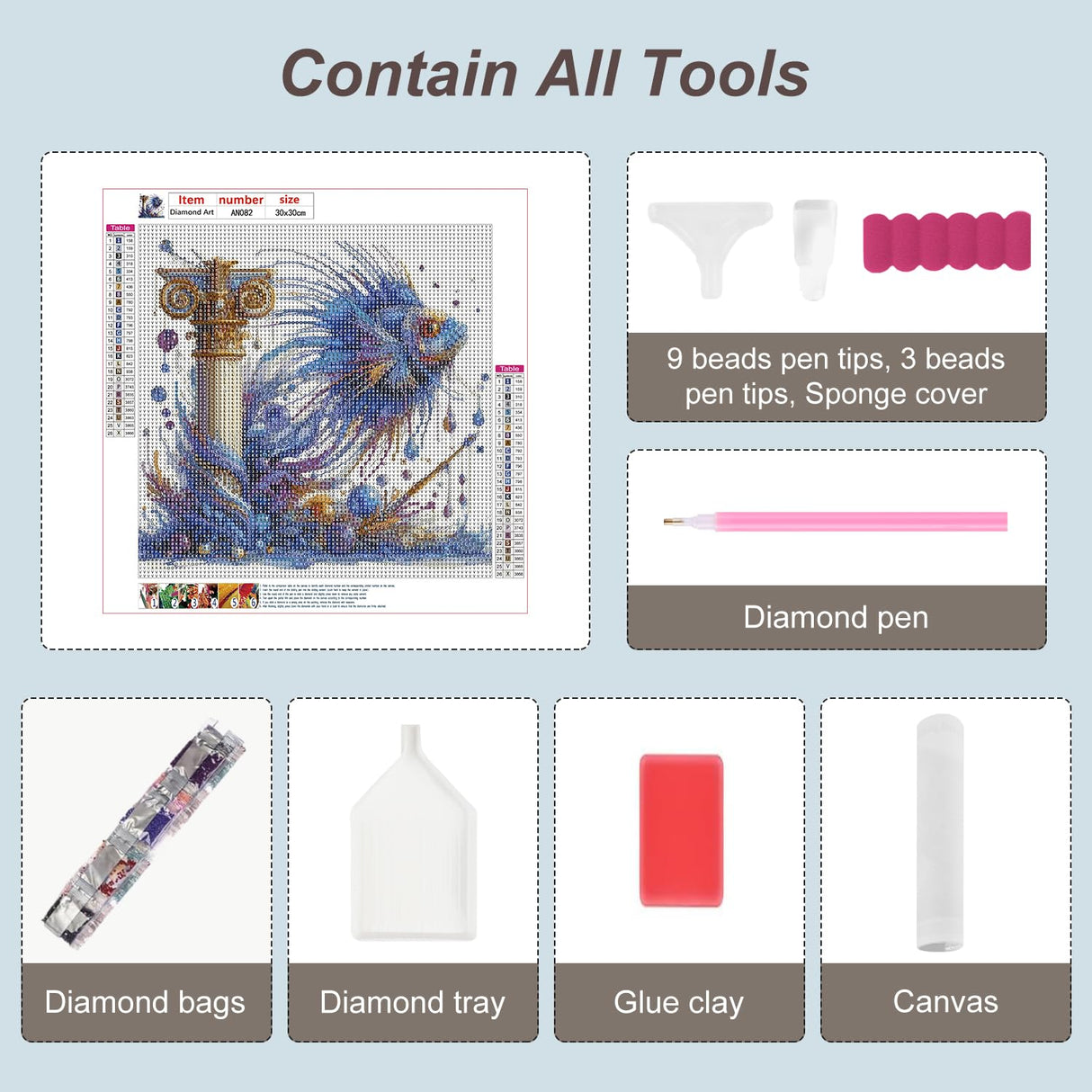 Anuver Fish Diamond Painting Kits for Adults, 5D DIY Diamond Art Kits for Beginners, Full Drill Diamond Painting Kits for Home Wall Decor, 12x12 Inch Anuver