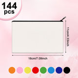 Silkfly 144 Pack Blank Canvas Cosmetic Bags Sublimation Makeup Bags White Pencil Pouch DIY Zippered Multipurpose Pouches Heat Transfer Iron on Pouch Bags for Stationery Toiletries Crafts Use Silkfly