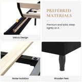 SHA CERLIN Full Size Bed Frame with Adjustable Headboard/Velvet Upholstered/Diamond Button Tufted and Metal Studs/No Box Spring Needed/Wood Slat Support/Easy Assembly/Black SHA CERLIN