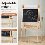 Tiny Land Easel for Kids, Double-Sided Magnetic Easel, Adjustable Wooden Kids Art Easel with Paper Roll, Learning-Toy for 3,4,5,6,7,8 Years Old Boy & Girls Tiny Land