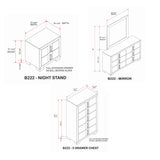 Kings Brand Furniture Dawson Modern 6-Piece Queen Size Farmhouse Style Bedroom Set in Light Brown Finish - Bed with LED Lights, Dresser, Mirror, Chest & 2 Nightstands Kings Brand Furniture