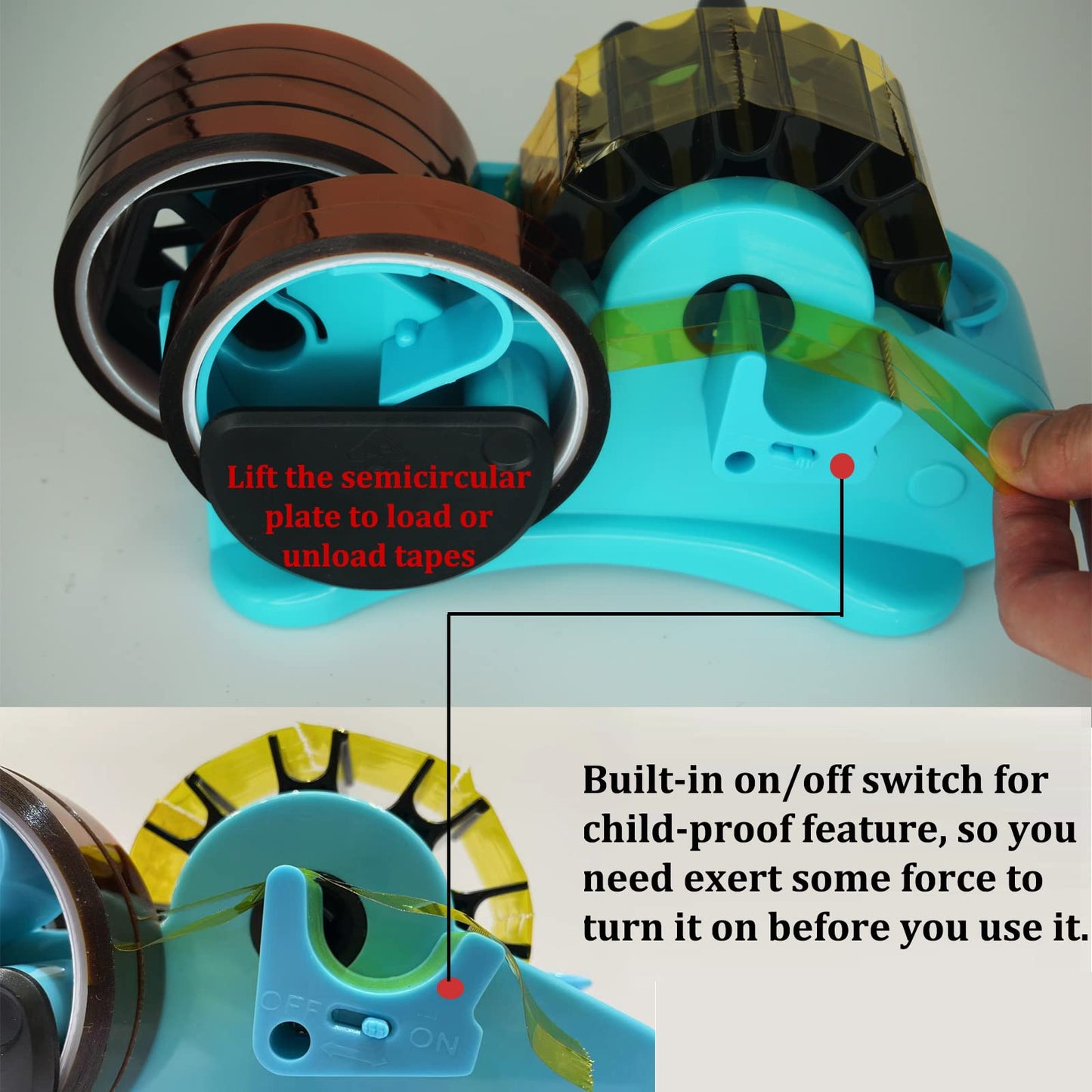 Blue Heat Tape Dispenser Sublimation - Multiple Roll Cut Heat Tape Dispenser to PreCut Heat Transfer Tape Heat Resistant Tape, Semi-Automatic Tape Dispenser Manual Video & 1" Core for Scotch Tapes