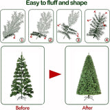 Hykolity 6 ft Prelit Christmas Tree, Artificial Christmas Tree with 250 Warm White Lights, 1032 Tips, Metal Stand and Hinged Branches hykolity