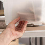 IRIS USA 13 Qt Stackable Plastic Storage Bins with Lids, 6 Pack - BPA-Free, Made in USA - Discreet Organizing Solution, Latches, Durable Nestable Containers, Secure Pull Handle - Pearl Iris Ohyama