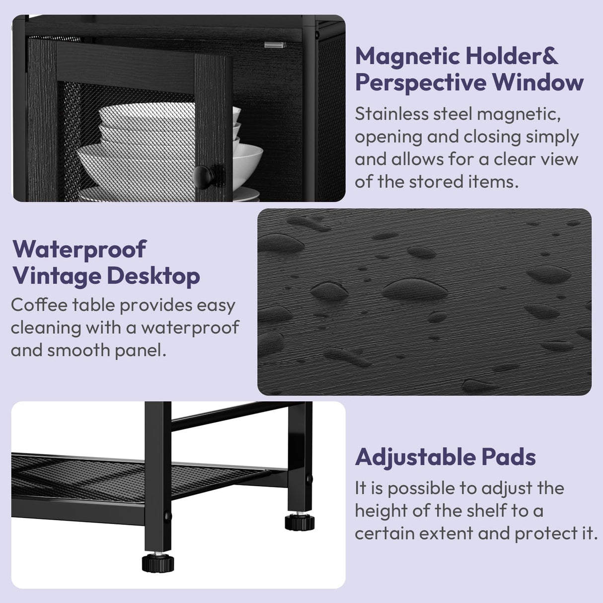 SWTYMIKI Coffee Bar Cabinet Station - Farmhouse Small Coffee Stand Station with Doors, Rustic Storage Organizer for Kitchen, Buffet Sideboard Cabinet Table for Home, Office, Corner, Bar, Black SWTYMIKI