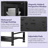 SWTYMIKI Coffee Bar Cabinet Station - Farmhouse Small Coffee Stand Station with Doors, Rustic Storage Organizer for Kitchen, Buffet Sideboard Cabinet Table for Home, Office, Corner, Bar, Black SWTYMIKI