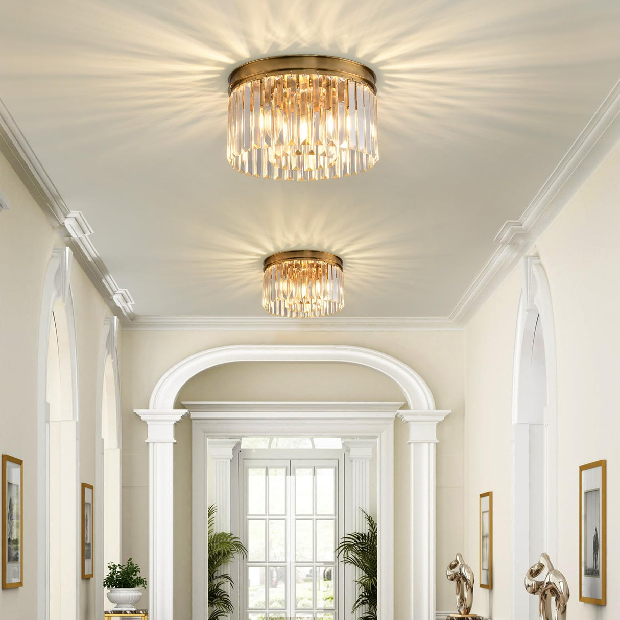 Blinghy Flush Mount Ceiling Light, Crystal Ceiling Light, Modern Crystal Chandelier Ceiling Chandelier. Suitable for Living Room, Bedroom, Dining Room Island, Gallery Entrance. Blinghy