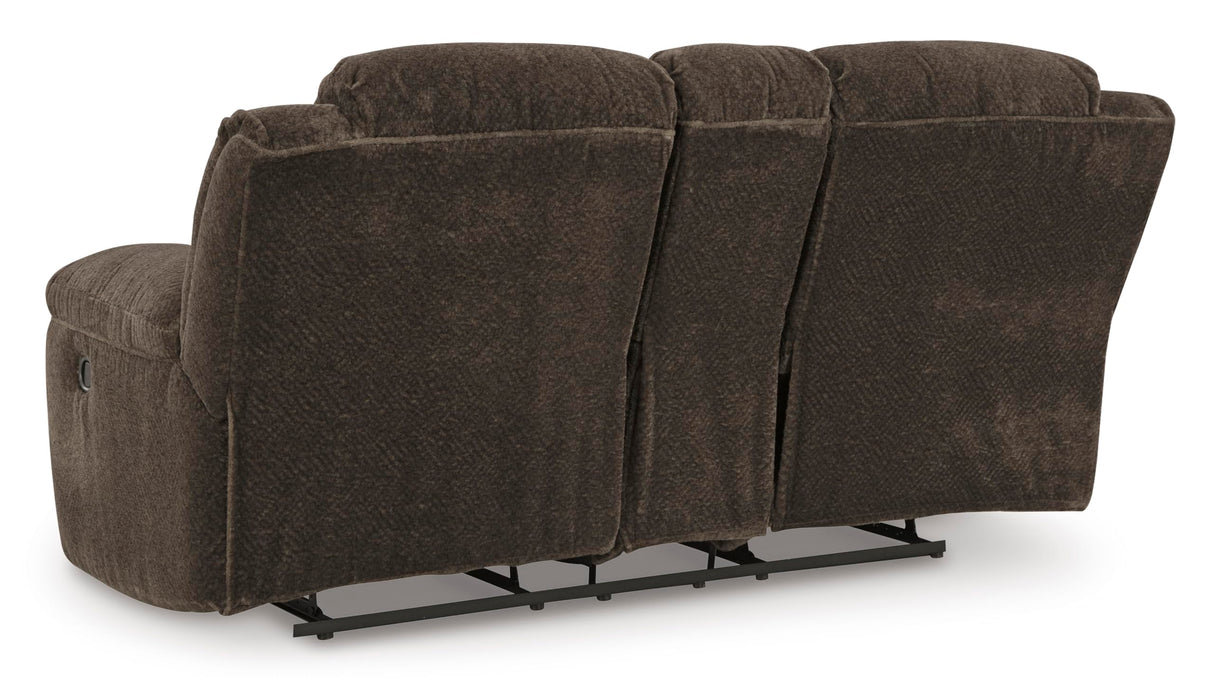 Signature Design by Ashley Frohn Modern Manual Double Reclining Loveseat with Console, Storage and Cup Holders, Dark Brown Signature Design by Ashley