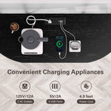 Zarler Bar Table Cabinet with Power Outlet, LED Home Mini Bar Cabinet for Liquor, Metal Wine Bar Stand with 4-Tier Storage, Easy to Assemble, Black Zarler