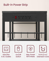 VASAGLE Baker's Rack, Coffee Bar Stand with Charging Station, Storage Shelves, Pull-Out Wire Basket, Table for Microwave, Kitchen, Charcoal Gray UKKS036B22, 15.7 x 35.4 x 35.6 Inches VASAGLE