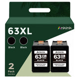 Ankink Remanufactured Ink Cartridge Replacement for HP Ink 63 XL 63XL (Black 2-Pack) Work with HP63 3830 4650 4652 4655 5200 5252 5255 5258 4520 4512 1112 2132 3630 3632 Printers 2 BK Ankink