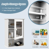 Tangkula Bathroom Cabinet, Wall Mounted Storage Organizer W/Door and Open Shelf, Hanging Medicine Cabinet, White Tangkula