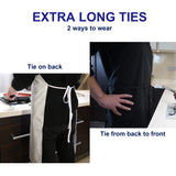 Weavric Unisex Bib Apron with No Pocket, White, 32x28 Inch with Long Ties for Women Men Chef, Kitchen, Crafting, Drawing, Pack of 2 Weavric