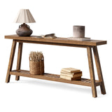 LITTLE TREE 70.9-Inch Extra Long Console Table for Entryway, 2-Tier Narrow Wooden Sofa Table Behind Couch, Large Sofa Tables for Living Room, Farmhouse Foyer Hallway Entry Table, Rustic Brown LITTLE TREE