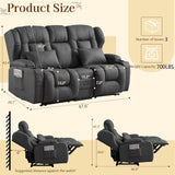 SAMERY 68" RV Loveseat Recliner Sofa, 6" Wall Hugger Reclining Loveseat with Flip-Down Console, Manual Fabric Recliner Sofa Couch for Living Room RV Theater Seating with Cup Holder SAMERY