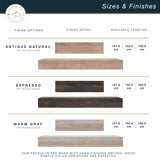 MCS 60-Inch Mantel, Master & Co Antique Natural Finsh Solid Wood Floating Fireplace Mantel, Long Floating Shelf for Livingroom with Wood Cleat Hanging System, Photo and Home Decor Display Shelf MCS