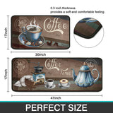 Ghroiep 2 Piece Coffee Kitchen Decor Rugs Set, Farmhouse Country Kitchen Rugs and Mats Non Skid Washable Absorbent Microfiber Kitchen Accessories Decoration Floor Mats 17"x47"+17"x30" Ghroiep