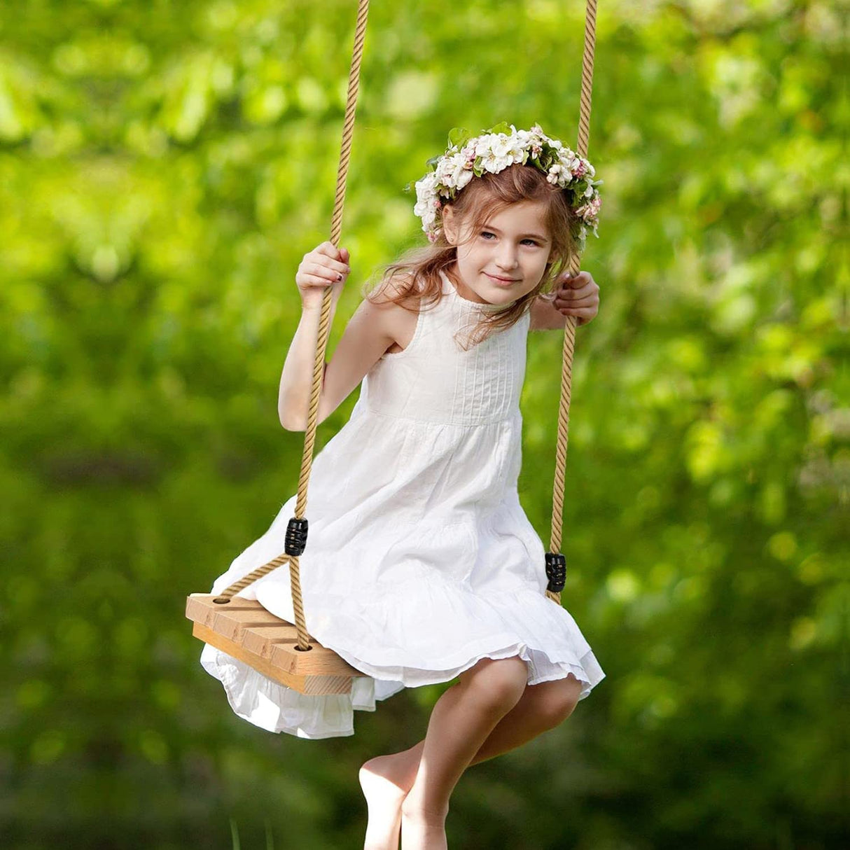 PELLOR Beech Wood Tree Swing Seat Hanging Swing Seat for Adult Kids Children Swing Chair Indoor and Outdoor Garden Play PELLOR