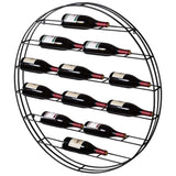 MyGift 12-Bottle Modern Black Metal Round Wall Mounted Wine Rack – 6-Tier Horizontal Storage Shelf for Kitchen, Living Room & Wine Cellar – Space-Saving Wall Decor & Cork Preservation MyGift