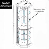 Trygoal 72" H Lighted Wooden Corner Curio Cabinet, Curio Cabinet with Light Bulb, Accent Wooden Corner Case with Glass Doors & Shelves for Living Room, Dining Room, Black Trygoal