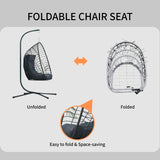 Kingdura Hanging Egg Chair with Stand Indoor Outdoor, Foldable Rattan Wicker Hammock Egg Swing Chair for Bedroom Porch Patio Garden, Thickened Cushion, 350LBS Capacity, Heavy Duty Frame Kingdura