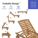 Patiorama Patio Acacia Wood Chaise Lounge Set of 2, Outdoor Folding Lounge Chair Recliner w/Adjustable Backrest, Wheels,Padded Cushion, Portable Sun Lounger Pool Chair for Deck,FSC Certified,Dark Grey Patiorama