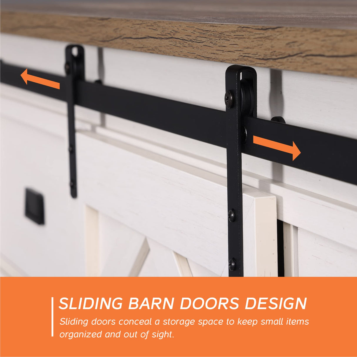 WAMPAT 98.4" Wide TV Stand for TVs up to 110",Faux Bark Finish Wood Entertainment Center with 4 Drawers and Adjustable Shelvs for Living Room,Antique White WAMPAT