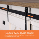 WAMPAT Farmhouse TV Stand with Charging Station and USB Ports for TVs up to 110" TVs,3 in 1 Wood Entertainment Center with 10 Drawers and Adjustable Shelves for Living Room,Antique White WAMPAT