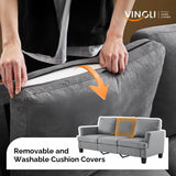 VINGLI Grey 83" Sofa Couches for Living Room, Faux Suede Modern Comfy 3 Seater Couch 25.6" Deep Seat Upholstery Cozy Sofas for Small Space, Bedroom, Apartment, Home Office VINGLI