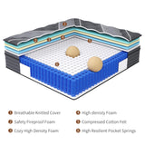 Queblox Full Mattress, 10 Inch Hybrid Mattress in a Box,Medium Firm, Memory Foam and Individual Pocket Springs for Pressure Relief, CertiPUR-US Certified Queblox