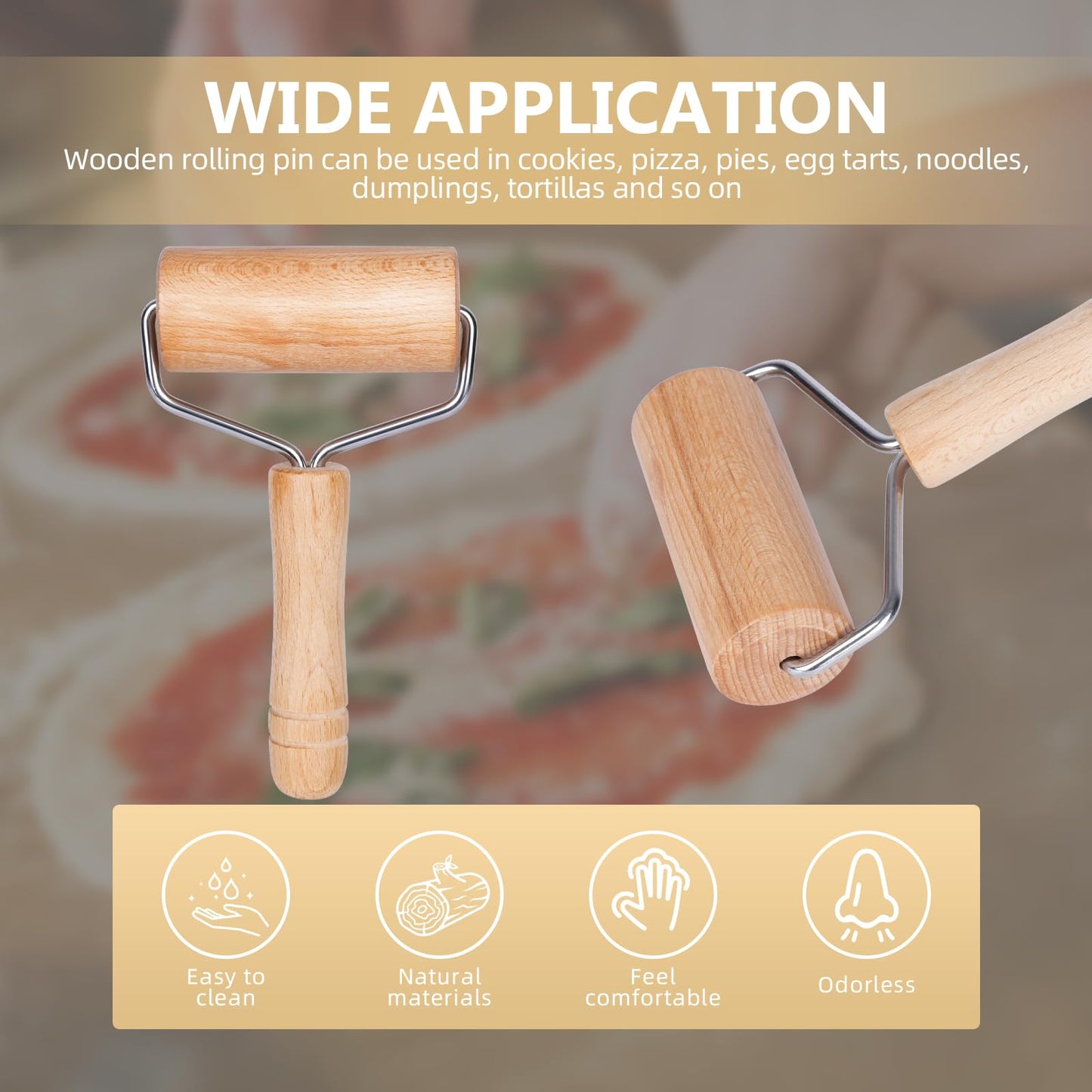 Dmikcav Rolling Pin, Wooden Rolling Pins For Baking, Pizza Dough Roller, Not Easy To Crack, Non-Stick Wood Pastry Roller, Essential Kitchen Utensils.