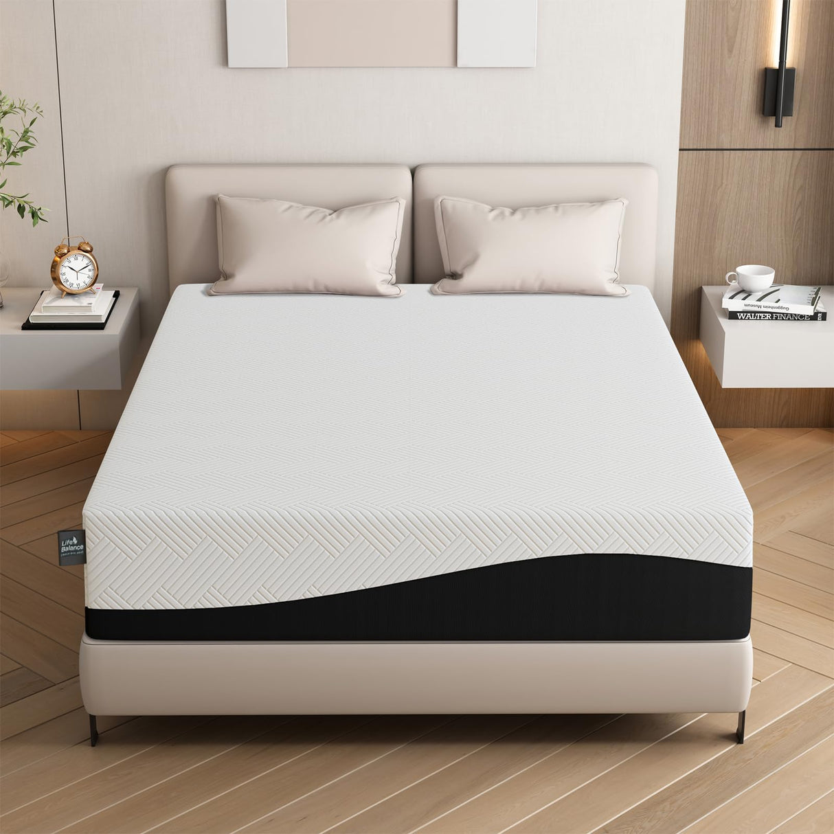 Twin Size Mattress 10 Inch, Cooling Gel Memory Foam Mattress for Back Pain, Motion Isolation, Pressure Relief, Fiberglass Free, CertiPUR-US Certified, Medium Firm Mattress in a Box Life Balance