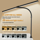 MACASA Double Head LED Desk Lamp with Anti-Glare Cover Computer Desk Lamp for Home Office 24W Brightest Desk Light Office Lamp for Workbench Drafting Architect with Clamp and Base MACASA