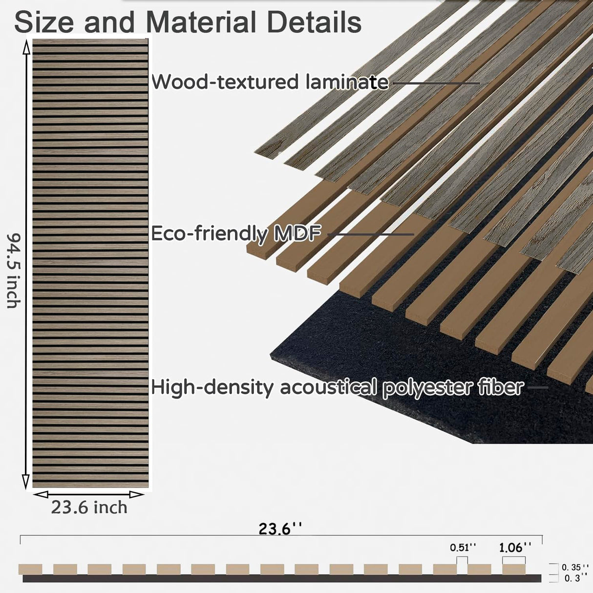 94.5 x 23.6 in Acoustic Wood Wall Panels,3D Flexible Soundproof Wall Panels,Wood Slat Wall Panel for Interior Wall Decor (White Oak) TRAIN2 ART