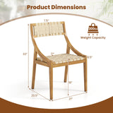Tangkula Outdoor Dining Chair Set of 4, Teak Wood Armless Patio Chair w/Webbing Seat & Backrest, Mid Century Wooden Chair for Dining Room, Porch, Backyard, Lawn, Garden, Deck (Natural,4) Tangkula