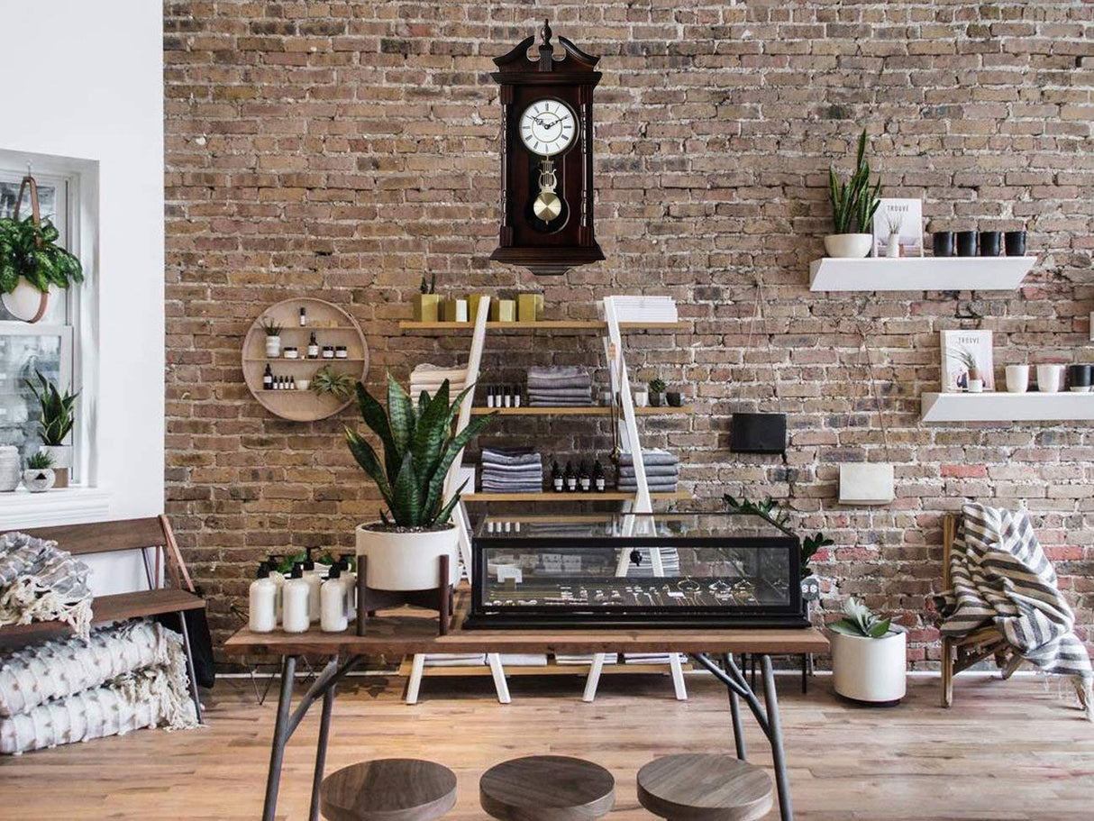 Vmarketingsite Wall Clocks: Grandfather Wood Wall Clock with Chime. Pendulum Wood Traditional Clock. Makes a Great Housewarming or Birthday Gift Wall Clock Chimes Every Hour with Westminster Melody Vmarketingsite