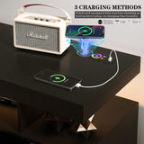 HWB Black RGB LED Coffee Bar Cabinet with Large Storage & Charging Station for Kitchen and Dining Room HWB