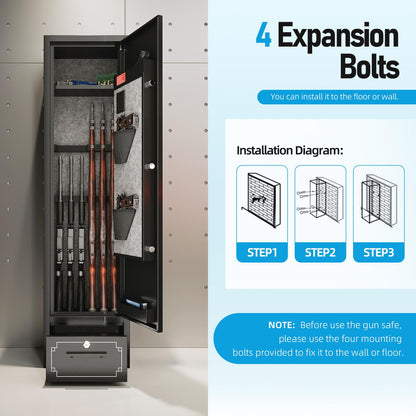 Xyvaly 6 Gun Safe,Gun Safe for Rifles and Pistols,Multi-Function Gun Cabinet,Gun Cabinet for Home Rifle and Pistols,Large Capacity Gun Safe Rifle,Anti-Theft Gun Safe with Handgun Racks