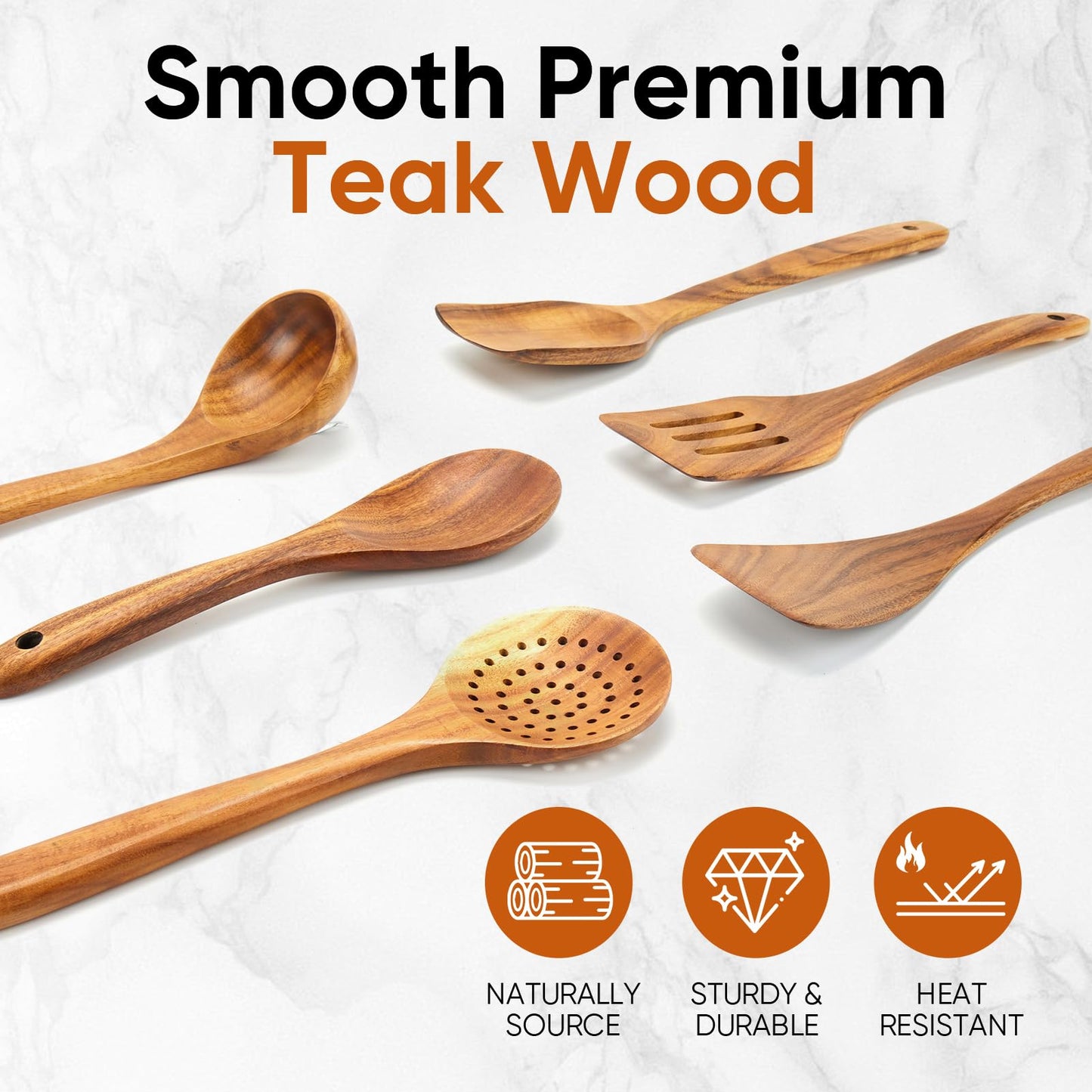 XMYYX 6 Piece Wooden Spoons for Cooking,Smooth Finish Teak Wooden Utensils for Cooking, Comfort-Grip Wood Spoons for Cooking, Non-Stick Wooden Cooking Utensils,Teak Wooden Spoon Sets (6 PCS Large)