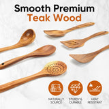 XMYYX 6 Piece Wooden Spoons for Cooking,Smooth Finish Teak Wooden Utensils for Cooking, Comfort-Grip Wood Spoons for Cooking, Non-Stick Wooden Cooking Utensils,Teak Wooden Spoon Sets (6 PCS Large) XMYYX