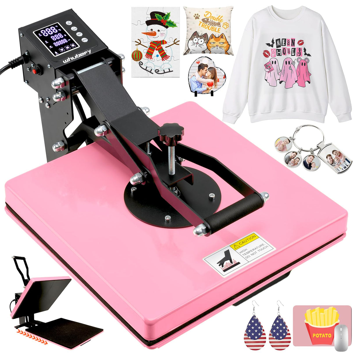 Whubefy Heat Press Machine 15x15 Slide Out, Digital Clamshell Heat Press Machine for T Shirts Printer, Heat Up Fast & Even, Sublimation Shirt Press Machine for Mouse Pad, Pillows, Coasters, Puzzles Whubefy