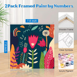 Ammklfh 2 Pack Framed Paint by Numbers kit for Adults,Easy Acrylic Boho Paint by Numbers Kits on Canvas,Paint by Number for Adults Beginners for Home Wall Decor (8x8inch), BKH82+BKH83 Ammklfh