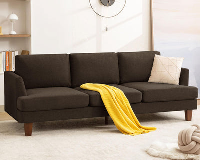 Gericco 89" 3-Seater Sofa, Deep Seat Sofa with Comfy Cushion, Mid Century Modern Couches for Living Room, Upholstered Comfy Sofa Couch for Bedroom, Apartment, Brown