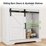 Real Relax Coffee Bar Cabinet, Farmhouse Sideboard Buffet Cabinets with Storage, Wine Glass Rack, Sliding Barn Door, Buffet Table for Kitchen, Dining Room, Entryway, White Real Relax