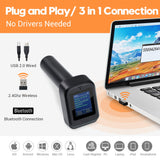 Tera Pro 1D 2D QR Wireless Barcode Scanner with Display Screen Battery Level Indicator Time Display Works with Bluetooth with Charging Cradle Base for Warehouse Supermarket Library HW0006 Pro Tera