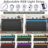 Gyfimoie 6 Drawer Dresser with Power Outlet, Black Dresser with LED Light, Modern Chest of Drawers for Closet, Double Wide Drawer Organizer Cabinet for Bedroom, Living Room, Entryway, Hallway (Black) Gyfimoie