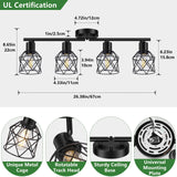Baocuz 4-Lights Semi Flush Mount Ceiling Light, Adjustable Multi-Directional Light Fixtures, Rotatable Farmhouse Light Fixtures Mount with Metal Cage for Dining Room, Living Room Baocuz