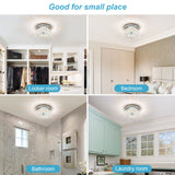 Mini Modern Crystal Chandeliers Flush Mount Ceiling Light Fixture LED Mini Chandeliers with Crystals Hallway Light Bedroom Chandelier for Bathroom Kitchen Office HomLaiting