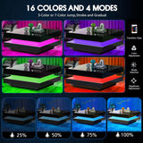Black LED Coffee Table, 2 Tier Square Coffee Table, High Gloss Coffee Table with 16 Colors LED Lights & Remote Control, Modern Coffee Table for Living Room, Party, Office, Reception realglow